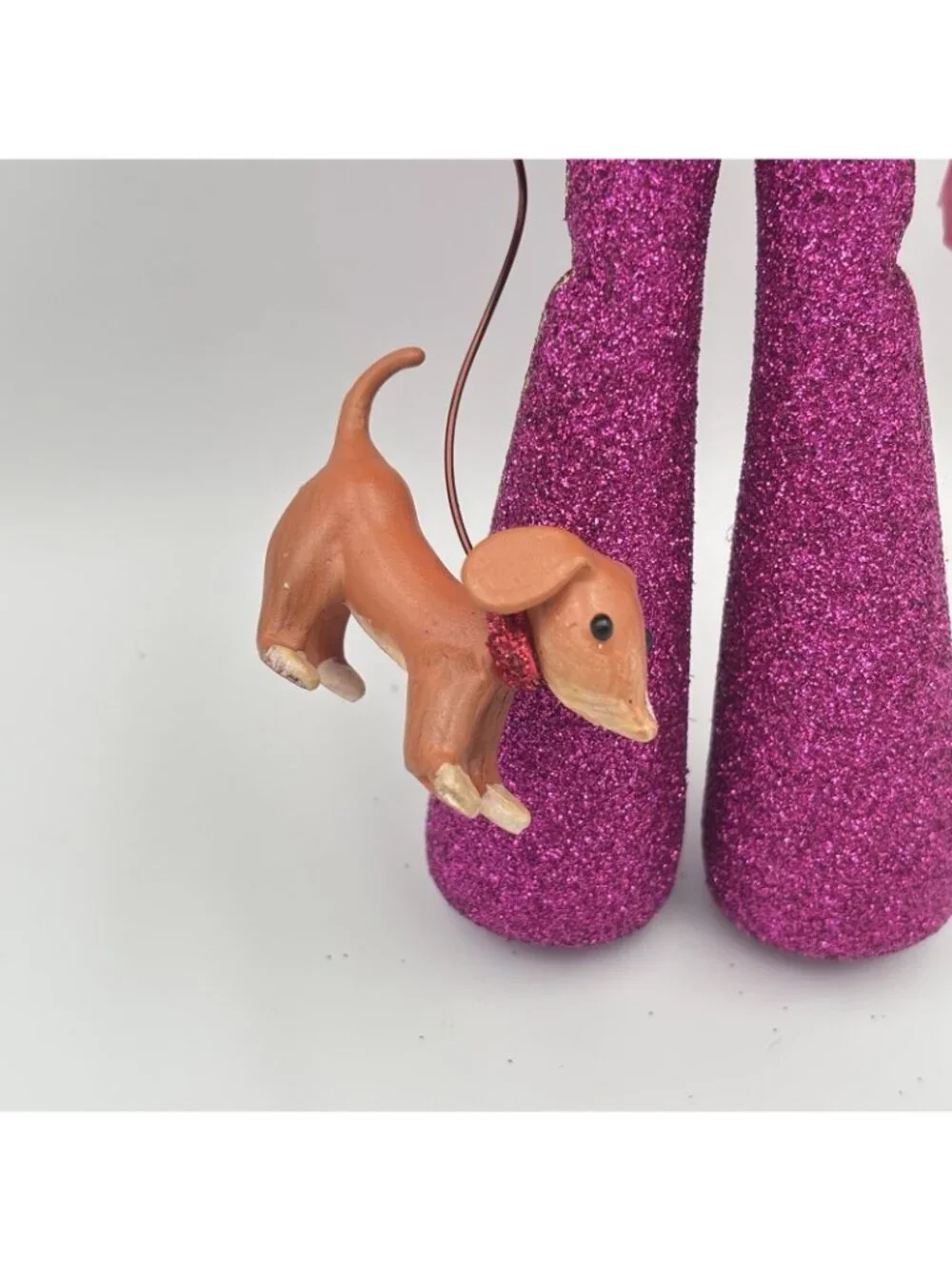 De Carlini Lady Shopper Dog Blown Glass Christmas Ornament Ladies Elegance 7”